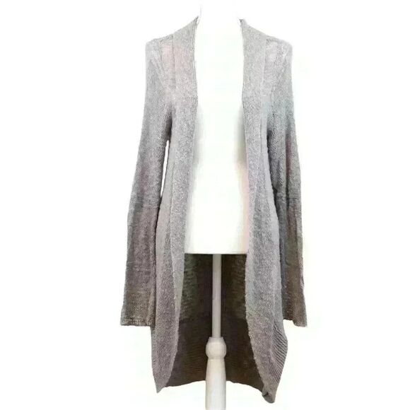 Roxy Gray Slub Knitted Thigh Length Long Cardigan Duster Long Sleeve Size XL - Picture 1 of 6